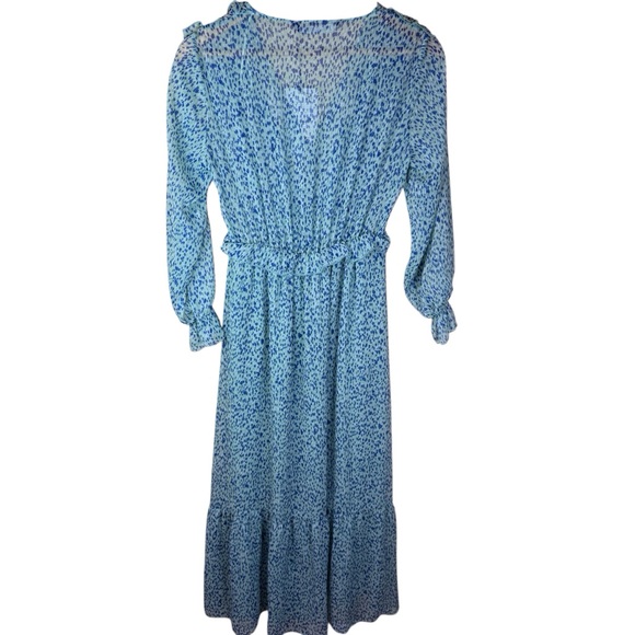 NWT‎ ZARA RUFFLED PRINTED MIDI BLUE GREEN DRESS BLOGGERS SIZE SMALL Cottagecore - Picture 7 of 8